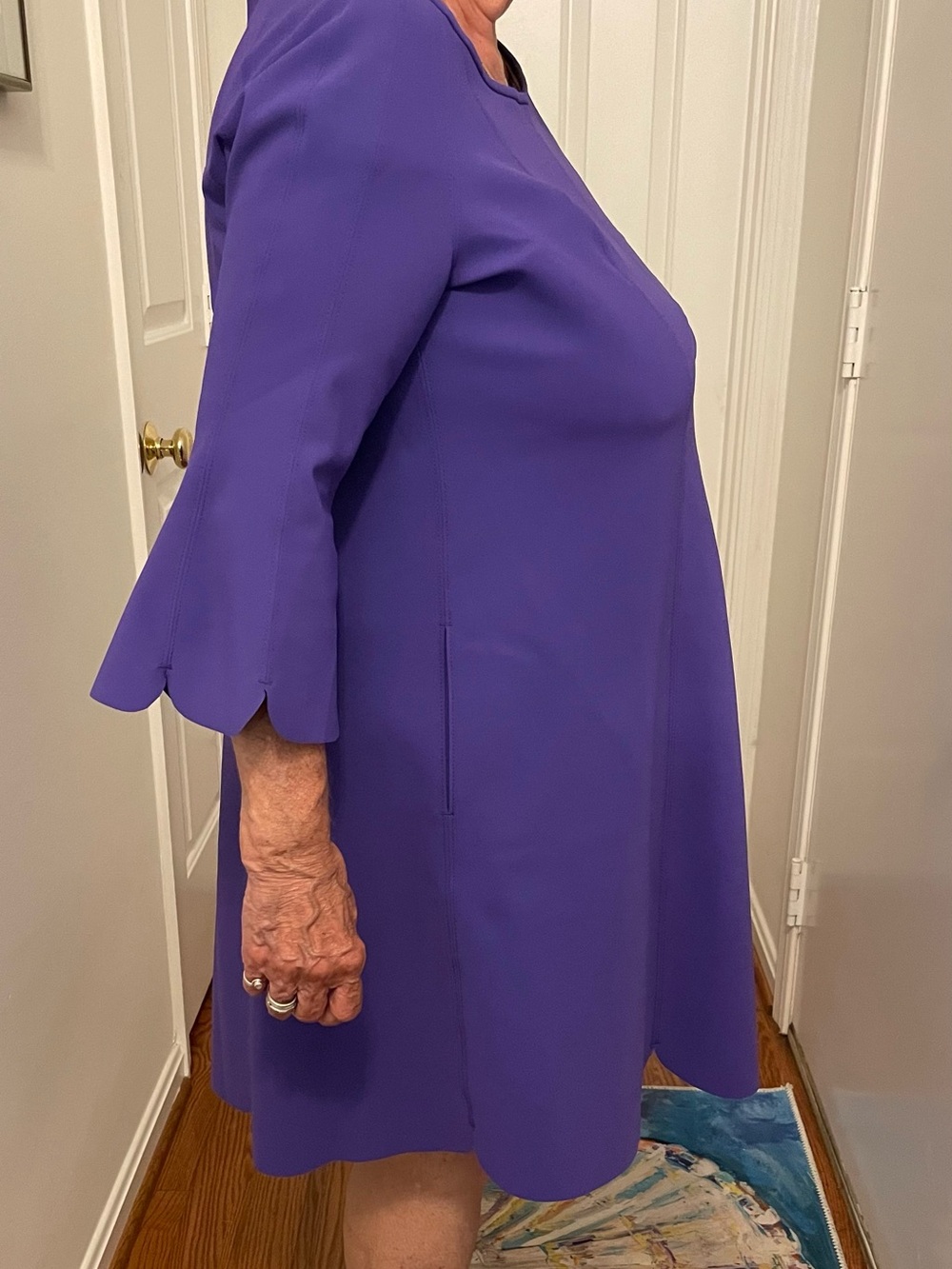 Maria Pinto Scallop-Hem Mini Dress in Vibrant Purple - Picture 6 of 7